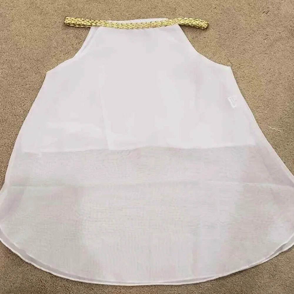 Girls SZ 2 White TOP w/ Gold Braided Neckline Sleeveless / NEW - Picture 8 of 10